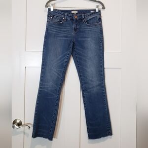 Dear John Jeans Size 27 X 27.5 Playback Cuffed Cropped Straight Stretch Fray Hem